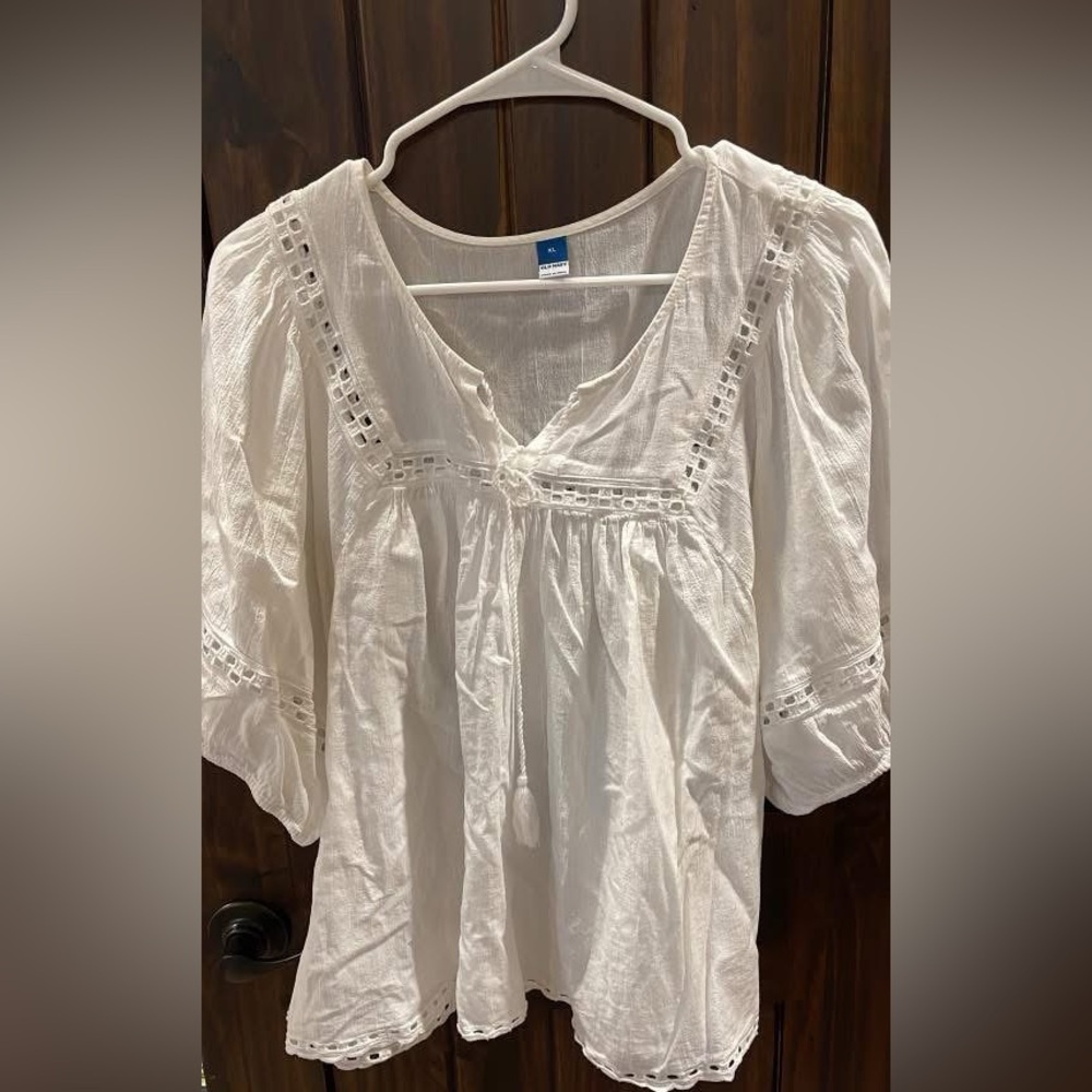 Women's White Peasant Top